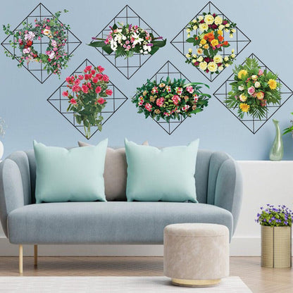 Flower Grid Wall Art Sticker – Floral Office & Home Decor Decal | NISHU Superstores
