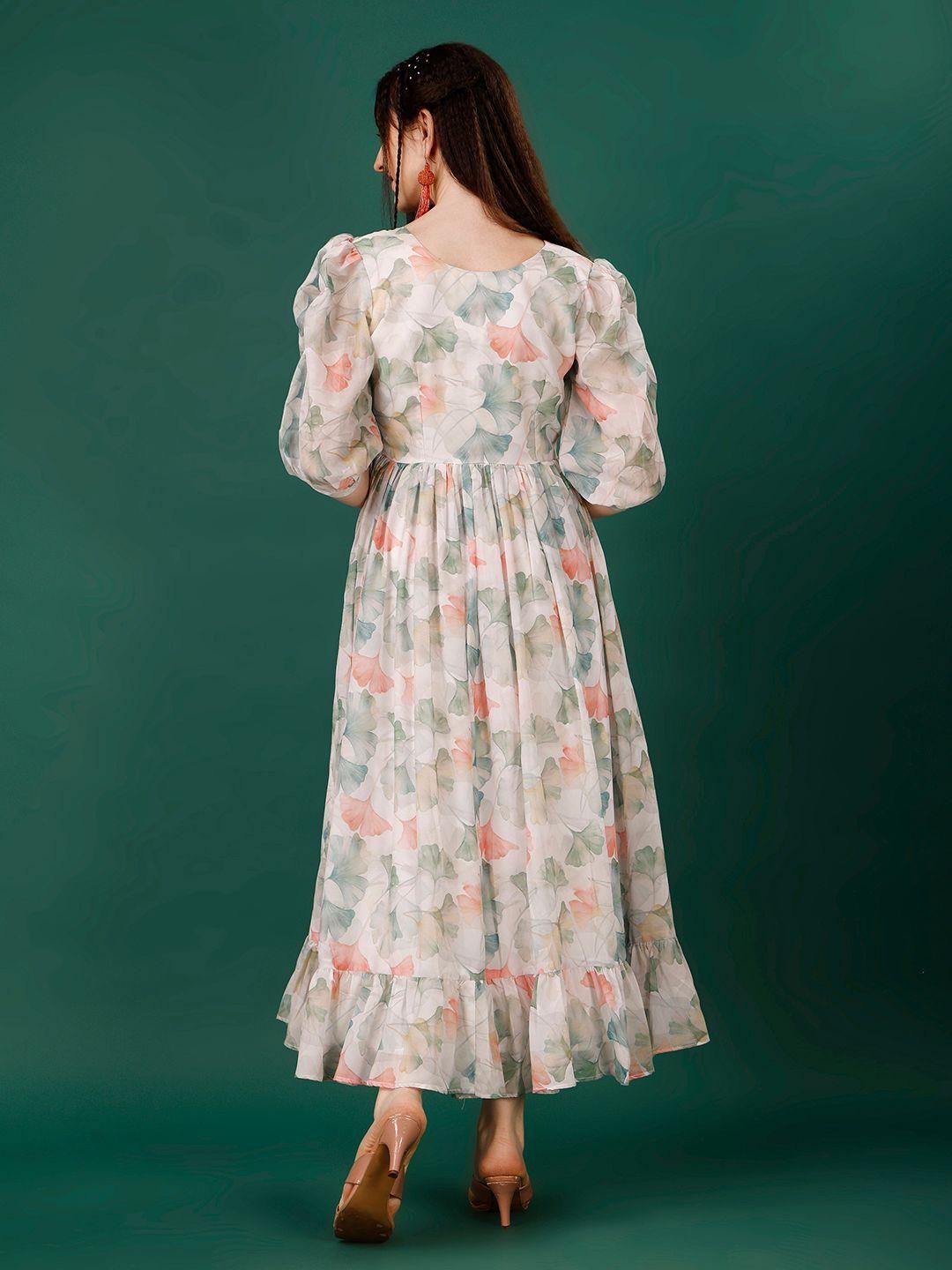 Plus Size Women’s Georgette Floral Print Flared Midi Dress – Elegant & Comfortable | NISHU Superstores