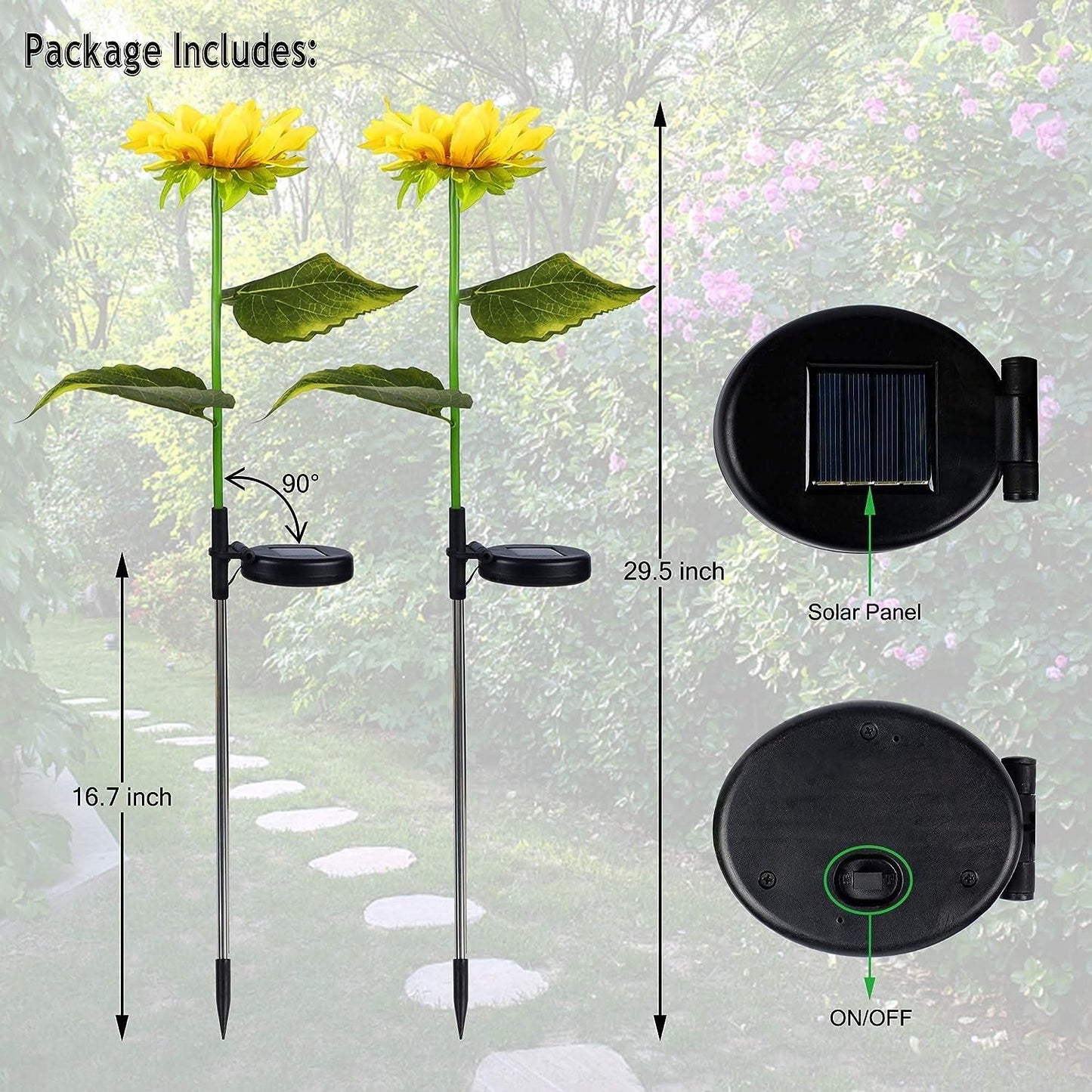 Sunflower Solar Powered Garden Light | Decorative Outdoor LED Lamp (Pack of 1) | NISHU Superstores