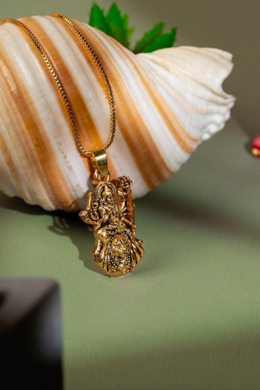 Gold Plated Ambe Mataji Pendant with Chain | NISHU Superstores