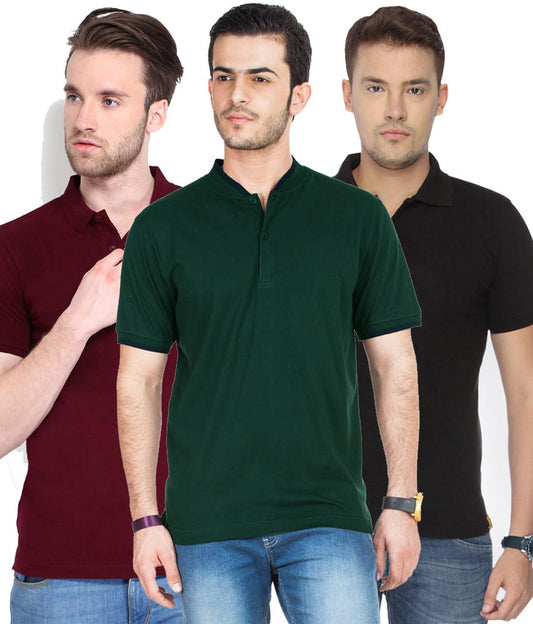 Poly Cotton Solid Half Sleeves Men’s Polo T-Shirt Pack of 3 | Everyday Comfort | NISHU Superstores