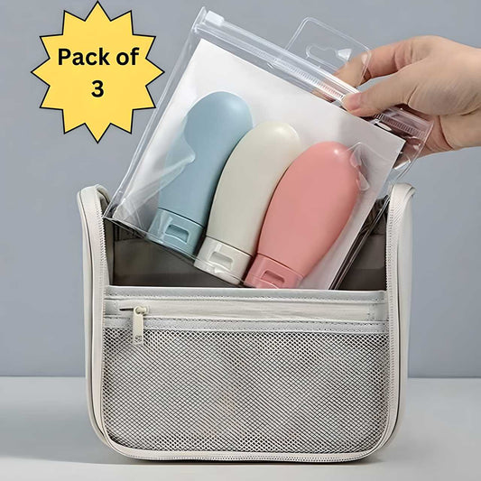 Travel Bottles Set (3pcs, 60ML) – Refillable & Leak-Proof Toiletry Bottles | NISHU Superstores