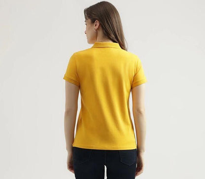 Ketex Yellow Cotton Blend Polo Neck T-Shirt for Women – Stylish & Comfortable | NISHU Superstores