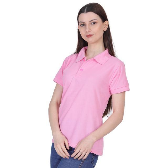 Ketex Pink Cotton Blend Polo Neck T-Shirt for Women – Stylish & Comfortable | NISHU Superstores