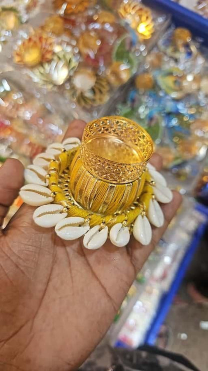 Cowrie Dholakh Tealight Holder (Pack of 2) – Decorative Candle Holder | NISHU Superstores