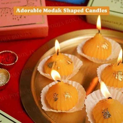 Modak Shaped Candles – Pack of 4 Decorative Festive Candles | NISHU Superstores