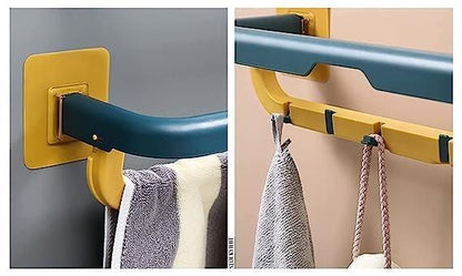 Wall Mounted Double Bar Towel Holder with Hook – Space-Saving Bathroom Rack | NISHU Superstores