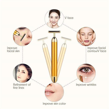 24K Gold Energy Beauty Bar – Electric Facial Massage Roller for Radiant Skin | NISHU Superstores