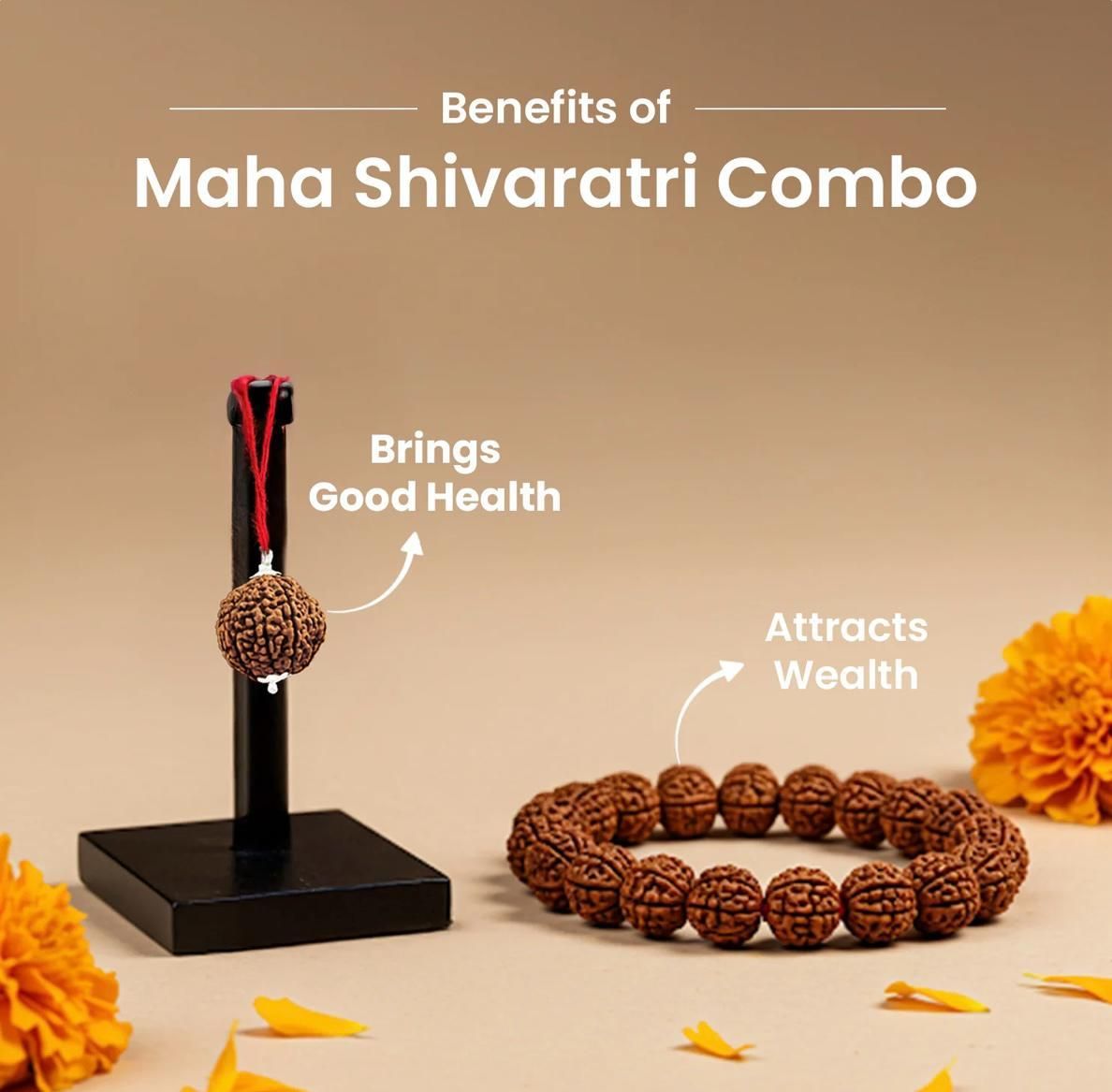 Maha Shivratri Combo: 5 Mukhi Rudraksha with Bracelet | NISHU Superstores