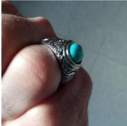 Men’s Silver-Plated Blue Stone Studded Oxidized Ring | NISHU Superstores