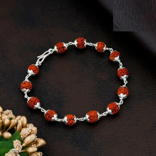 Silver Plated Rudraksha Bracelet for Men & Women | Spiritual Jewelry – NISHU Superstores