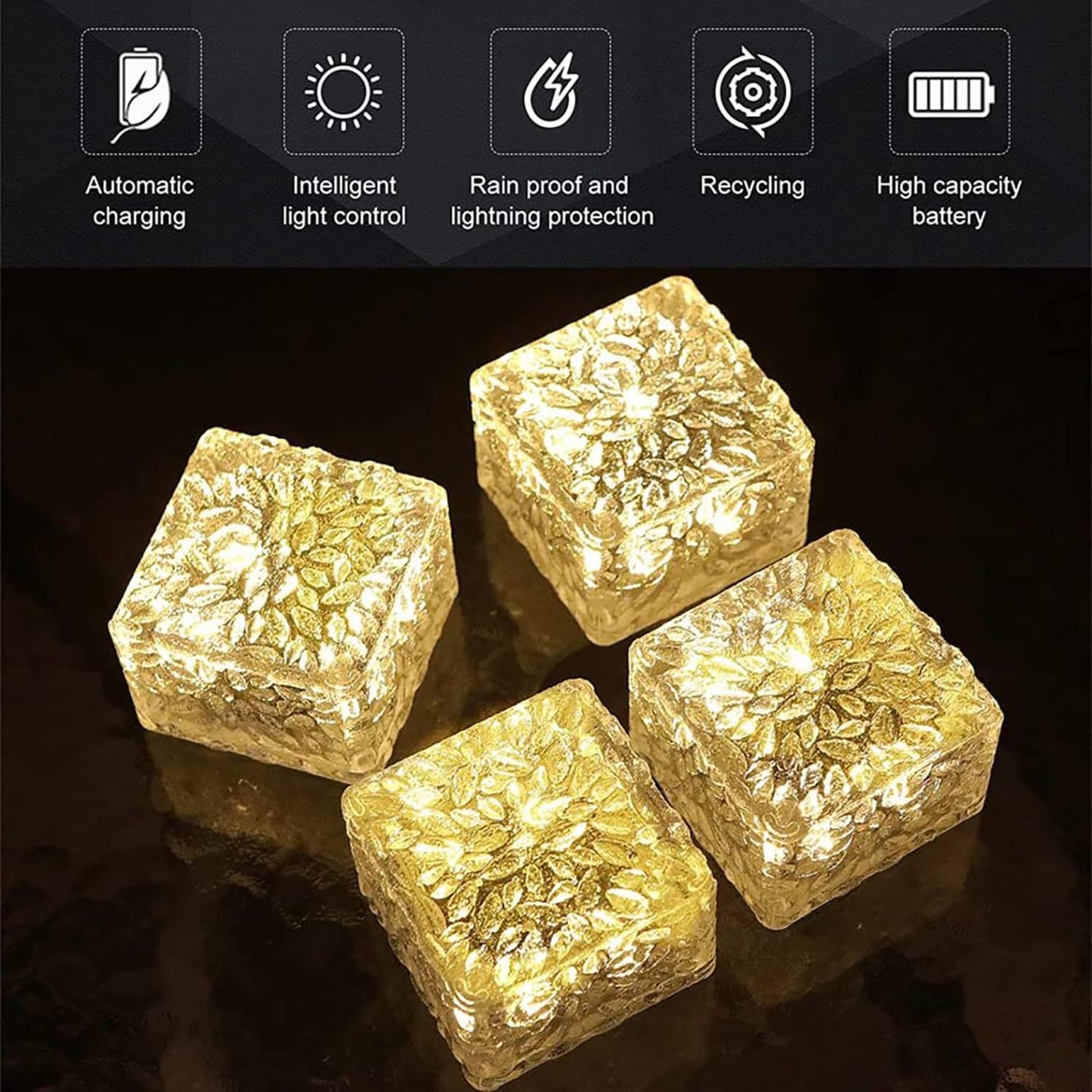 Solar Ice Cube Shaped Garden Light – Warm White Outdoor Decorative Solar Lights for Walkway, Pathway, Backyard & Parties | NISHU Superstores