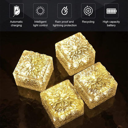 Solar Ice Cube Shaped Garden Light – Warm White Outdoor Decorative Solar Lights for Walkway, Pathway, Backyard & Parties | NISHU Superstores