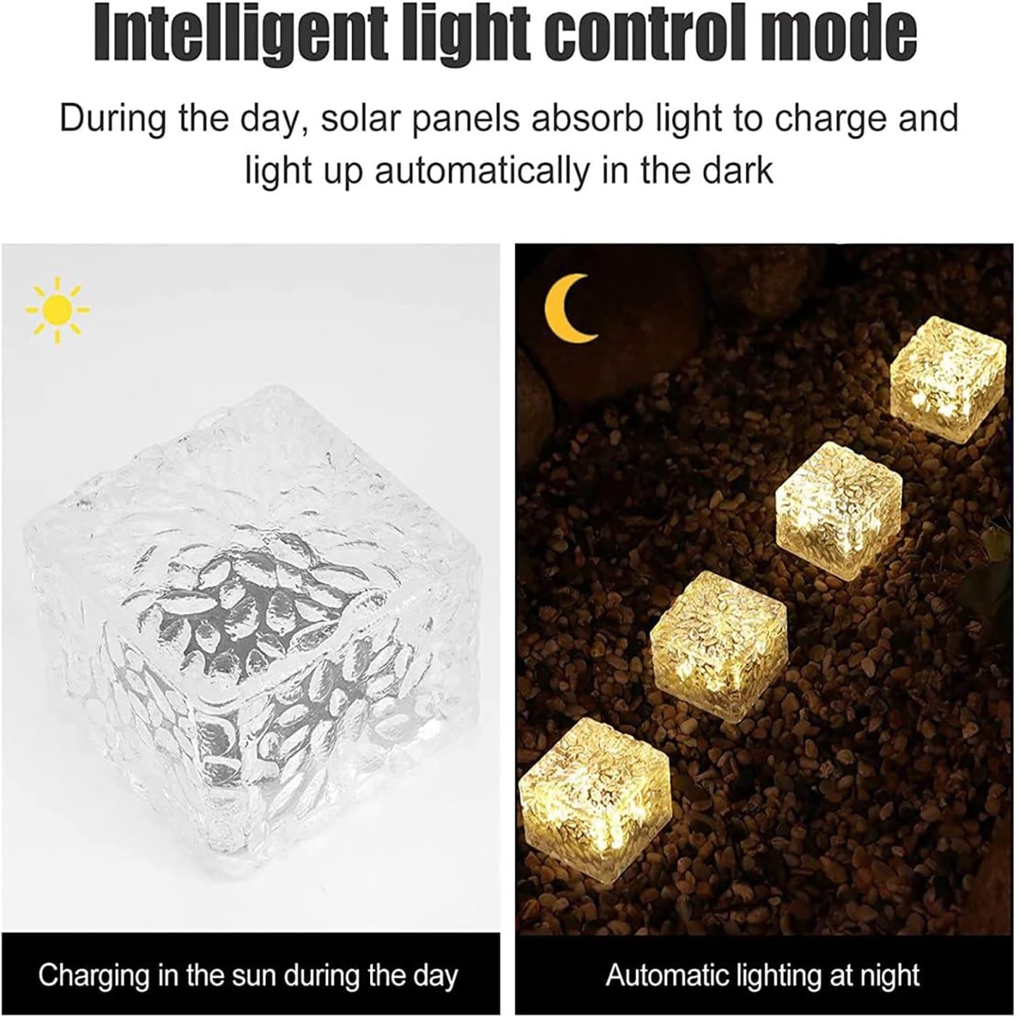 Solar Ice Cube Shaped Garden Light – Warm White Outdoor Decorative Solar Lights for Walkway, Pathway, Backyard & Parties | NISHU Superstores
