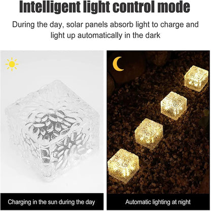 Solar Ice Cube Shaped Garden Light – Warm White Outdoor Decorative Solar Lights for Walkway, Pathway, Backyard & Parties | NISHU Superstores