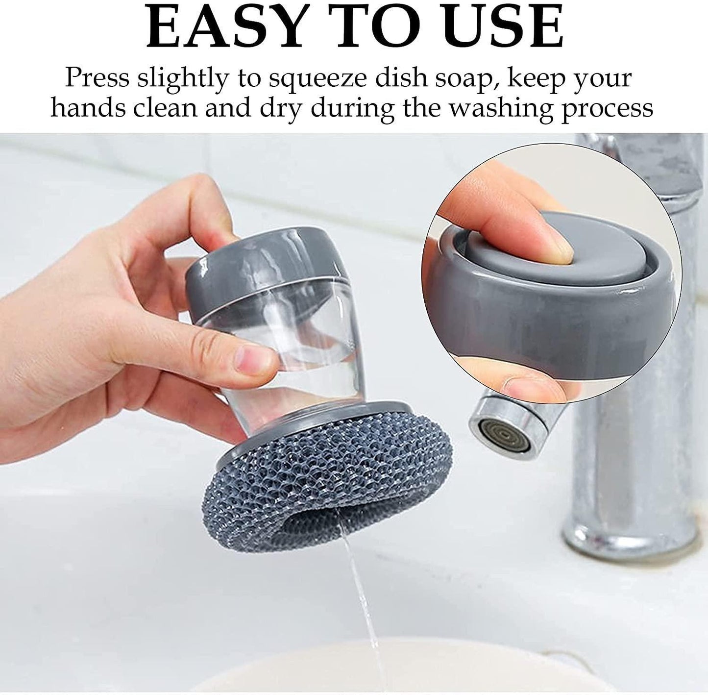 Soap Dispensing Palm Brush for Kitchen Cleaning (Pack of 2) – Non-Slip & Refillable | NISHU Superstores