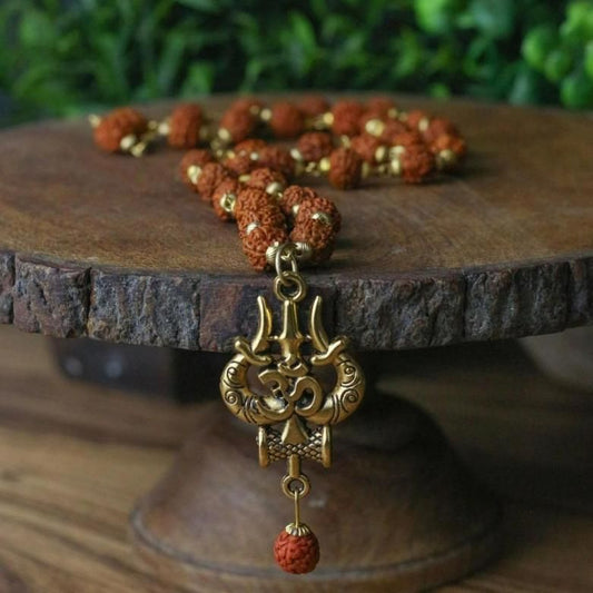Panchmukhi Rudraksha OM Shiva Trishool Mala | Spiritual Power Beads | NISHU Superstores