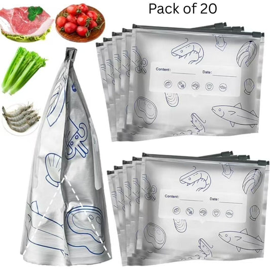 Reusable Aluminum Foil Sealable Storage Bags (Pack of 20) – Zip Lock Pouch | NISHU Superstores