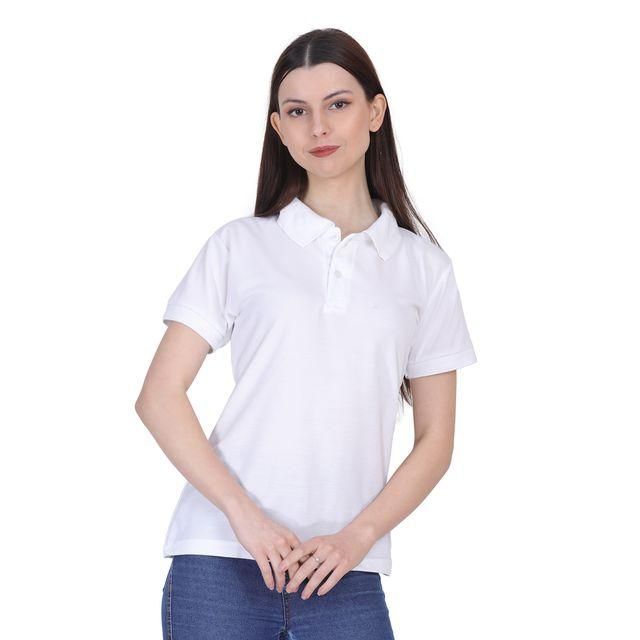 Ketex White Cotton Blend Polo Neck T-Shirt for Women – Stylish & Comfortable | NISHU Superstores