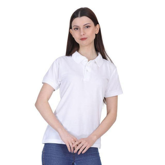 Ketex White Cotton Blend Polo Neck T-Shirt for Women – Stylish & Comfortable | NISHU Superstores