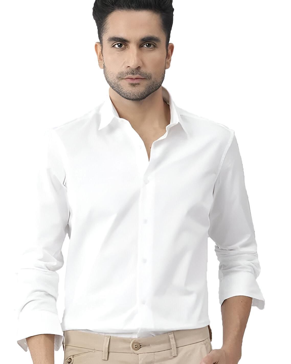 Men's White Cotton Shirt with Stylish Back Print – Trendy & Comfortable | NISHU Superstores