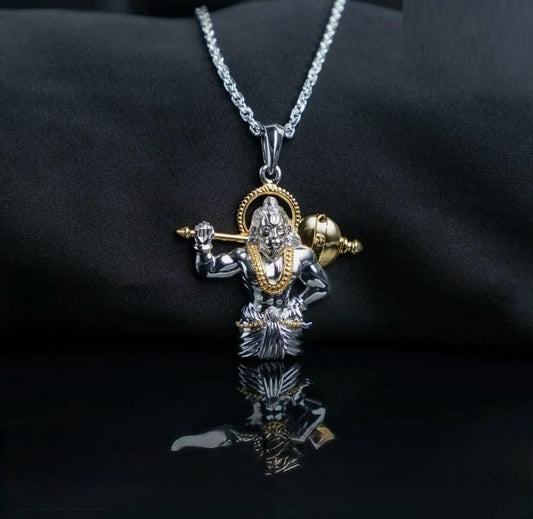 Jai Hanuman Gold-Silver Pendant with Chain | Divine Jewelry | NISHU Superstores