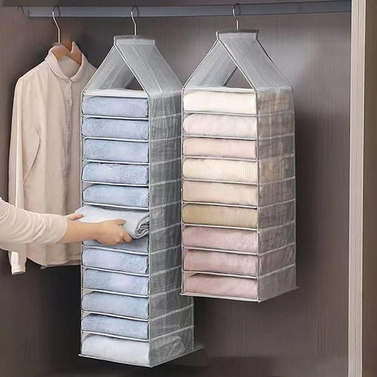 Hanging Closet Foldable Organizer with 6 Slots – Space Saving Storage | NISHU Superstores