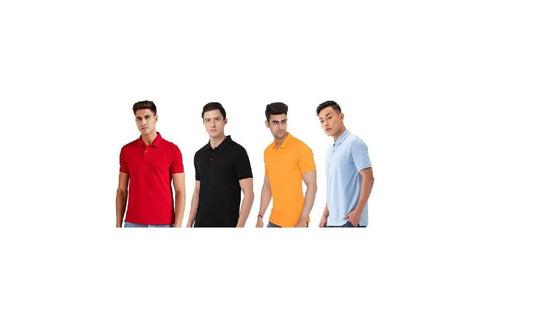 Men's Solid Polo T-Shirt Pack of 4 | Matty Fabric | Half Sleeves | NISHU Superstores
