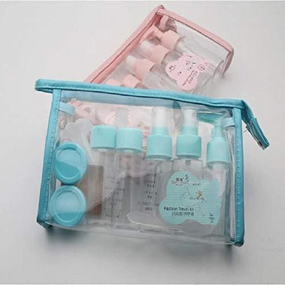 Portable Travel Cosmetic Bottles Set (Pack of 7) – Refillable Spray & Pump Bottles | NISHU Superstores