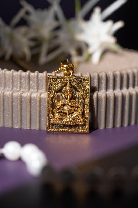 Gold Plated Ganeshji Pendant with Chain | NISHU Superstores