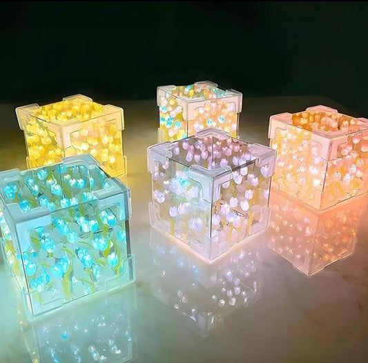 Tulip Cube Mirror Lamp – 3D Illusion LED Night Light | NISHU Superstores