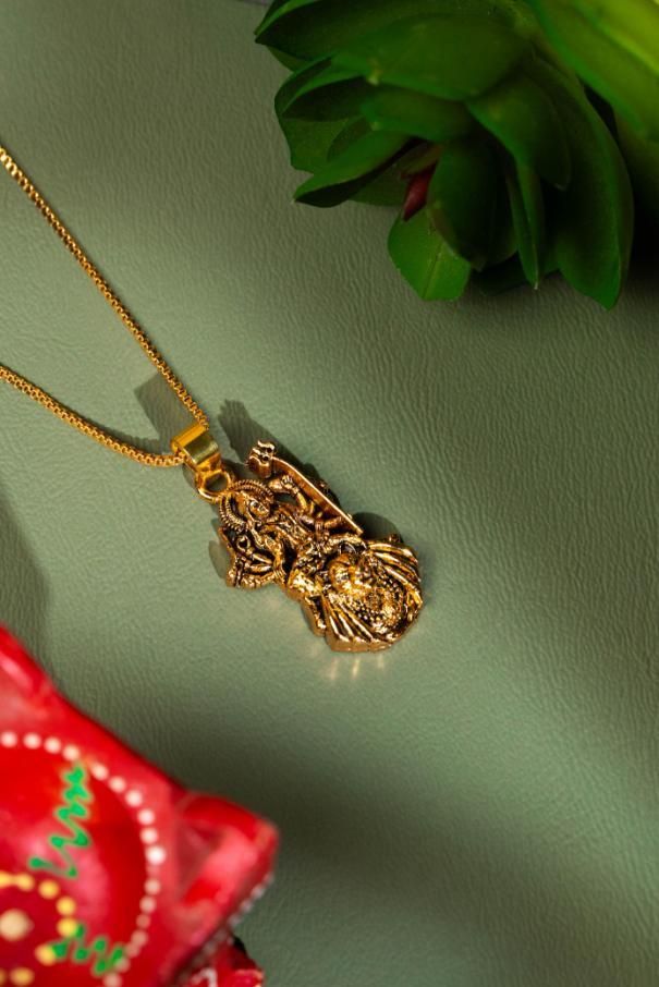 Gold Plated Ambe Mataji Pendant with Chain | NISHU Superstores