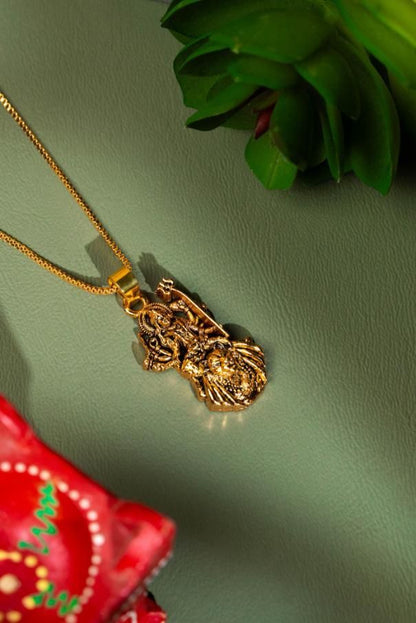 Gold Plated Ambe Mataji Pendant with Chain | NISHU Superstores