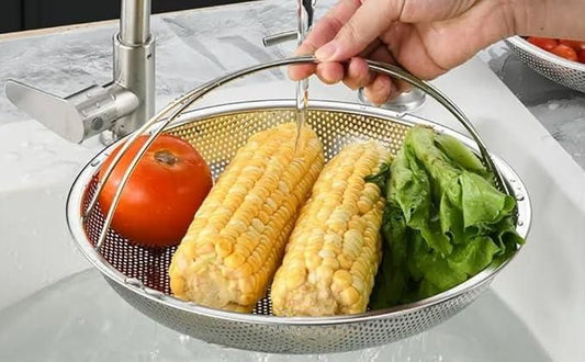 Stainless Steel Draining & Rinsing Bowl – Ideal for Washing Vegetables & Fruits | NISHU Superstores