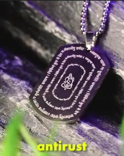 Devotional Ganpati Shlok Tag Pendant with Chain | Lord Ganesha Jewelry | NISHU Superstores