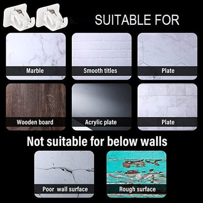 Self-Adhesive Wall Mount Clip Hooks (Pack of 2) – Instant Stick-On Hangers | NISHU Superstores