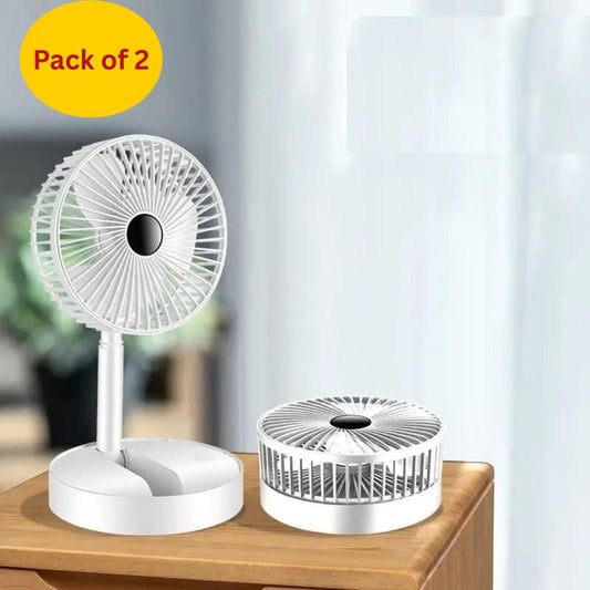 Powerful Rechargeable Table Fan – Portable & Energy-Efficient (Pack of 2) | NISHU Superstores