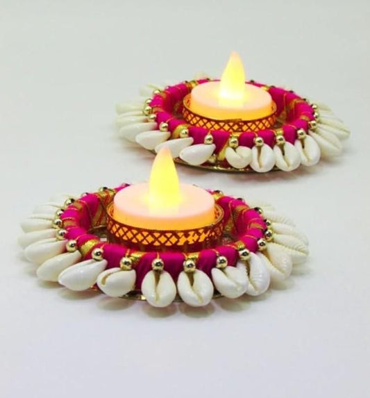 Cowrie Shell Design Tealight Holder (Pack of 2) – Decorative Candle Holder | NISHU Superstores