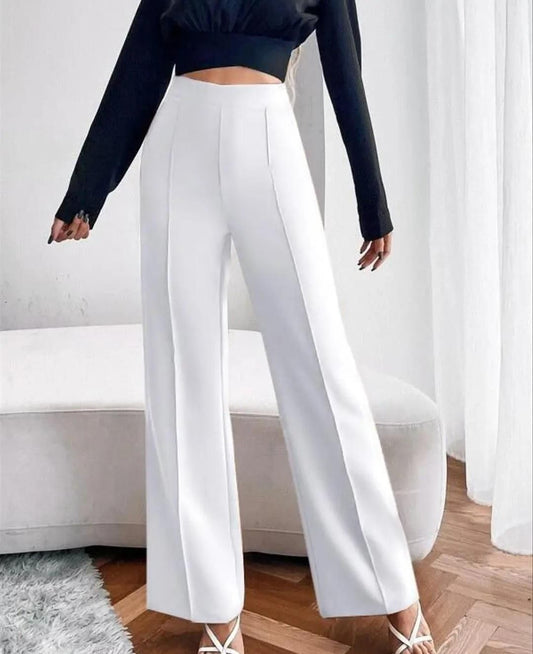 Women’s Non-Transparent White Classic Stylish Pants – Comfortable Daily Wear | NISHU Superstores