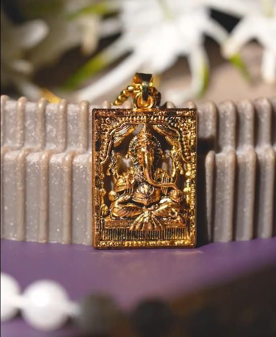 Gold Plated Ganeshji Pendant with Chain | NISHU Superstores