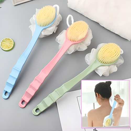 2-in-1 Loofah Bath Brush with Handle – Double-Sided Back Scrubber (Pack of 2) | NISHU Superstores