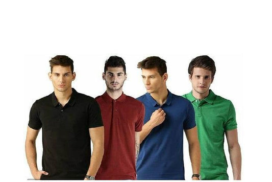 Poly Cotton Solid Half Sleeves Men’s Polo T-Shirt Pack of 4 | Everyday Comfort | NISHU Superstores
