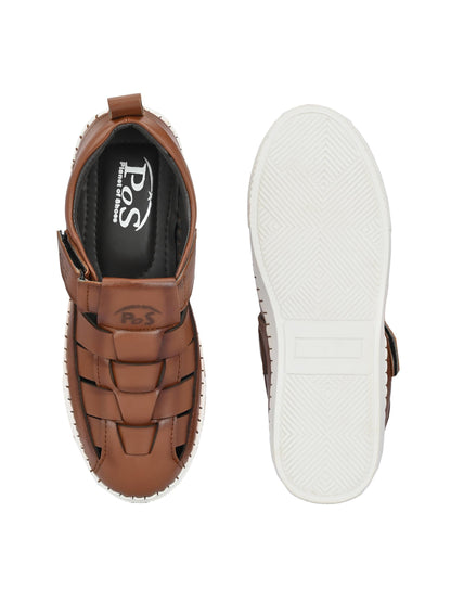 Men's Casual PU Leather Tan Sandals – Stylish & Durable | NISHU Superstores