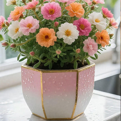 Double Moss Rose Seeds + 100g Organic Potmix Free – Gardening Kit | NISHU Superstores