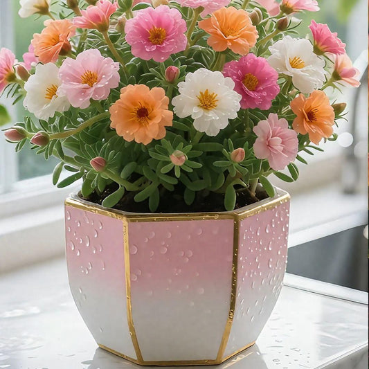 Double Moss Rose Seeds + 100g Organic Potmix Free – Gardening Kit | NISHU Superstores