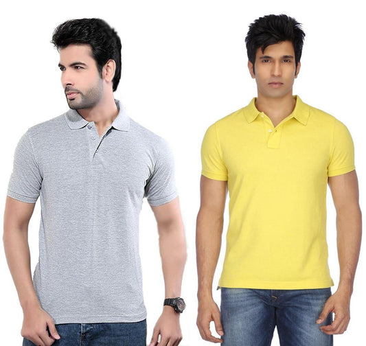 Poly Cotton Solid Half Sleeves Men’s Polo T-Shirt Pack of 2 | Everyday Comfort | NISHU Superstores