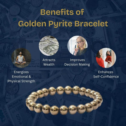 Golden Pyrite Bracelet 8mm | Wealth & Protection Stone | NISHU Superstores