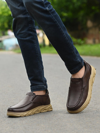 Men's Derby Slip-On Brown Casual Shoes – Elegant & Comfortable | NISHU Superstores