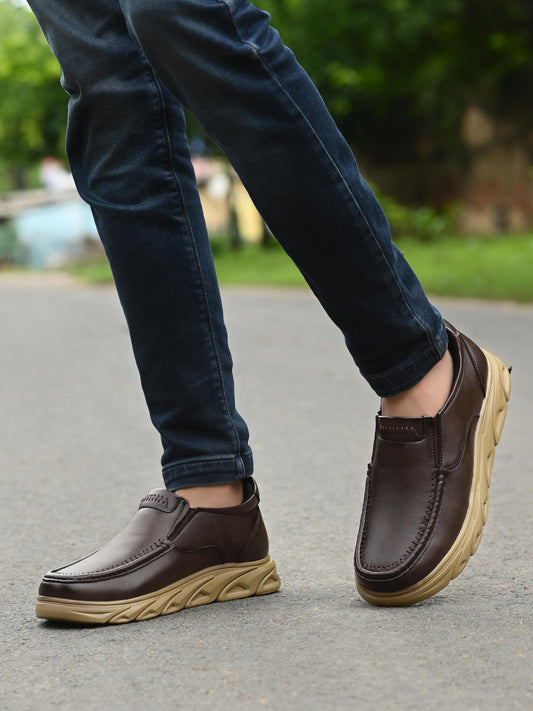 Men's Derby Slip-On Brown Casual Shoes – Elegant & Comfortable | NISHU Superstores