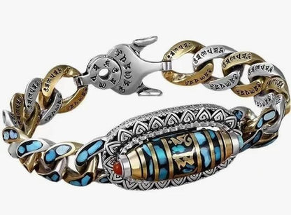 Six-Character Mantra Nine-Eyed Dzi Bead Bracelet – Spiritual Protection | NISHU Superstores